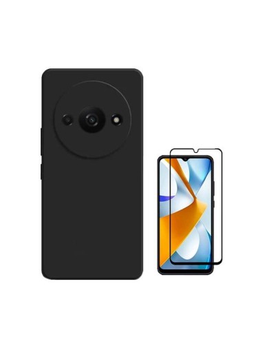 Kit Película de Vidro Temperado 5D Full Cover + Capa Silicone Líquido Phonecare para Xiaomi Redmi A3 - Preto