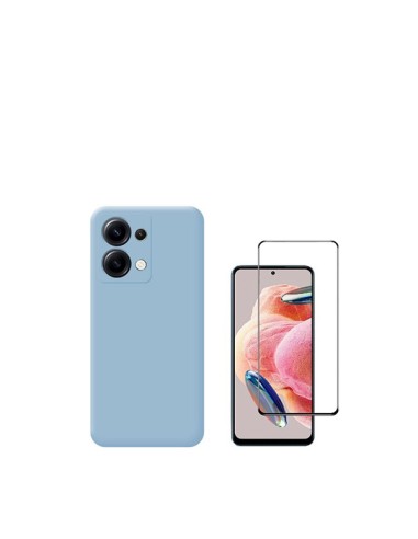 Kit Película de Vidro Temperado 5D Full Cover + Capa Silicone Líquido Phonecare para Xiaomi Redmi Note 13 4G - Azul Claro