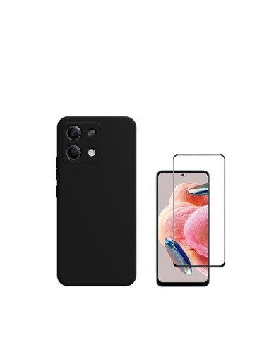 Kit Película de Vidro Temperado 5D Full Cover + Capa Silicone Líquido Phonecare para Xiaomi Redmi Note 13 4G - Preto