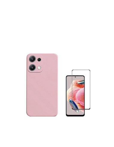 Kit Película de Vidro Temperado 5D Full Cover + Capa Silicone Líquido Phonecare para Xiaomi Redmi Note 13 4G - Rosa