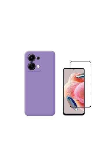 Kit Película de Vidro Temperado 5D Full Cover + Capa Silicone Líquido Phonecare para Xiaomi Redmi Note 13 4G - Roxo