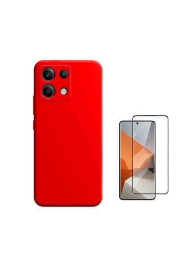 Kit Película de Vidro Temperado 5D Full Cover + Capa Silicone Líquido Phonecare para Xiaomi Redmi Note 13 Pro - Vermelha