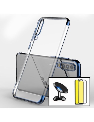 Kit Película de Vidro Temperado 5D Full Cover + Capa SlimArmor + Suporte Magnético de Carro para Huawei P30 Lite - Azul