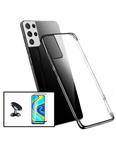 Kit Película de Vidro Temperado 5D Full Cover + Capa SlimArmor + Suporte Magnético de Carro para Samsung Galaxy S21+ 5G - Preto