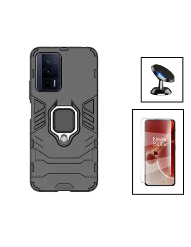 Kit Película Hydrogel Frente + Capa Military + Suporte Magnético para Xiaomi Poco F5 Pro - Preto