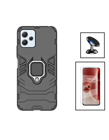 Kit Película Hydrogel Frente + Capa Military + Suporte Magnético para Xiaomi Redmi Note 12R - Preto