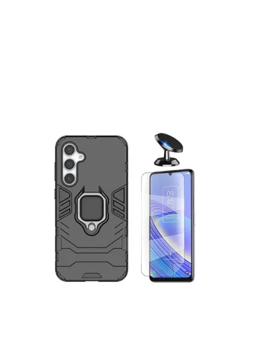 Kit Película Hydrogel Frente + Capa Military + Suporte Magnético para Samsung Galaxy A05s - Preto