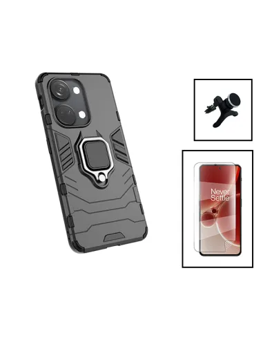 Kit Película Hydrogel Frente + Capa Military + Suporte Magnético Reforçado para OnePlus Nord 3 - Preto