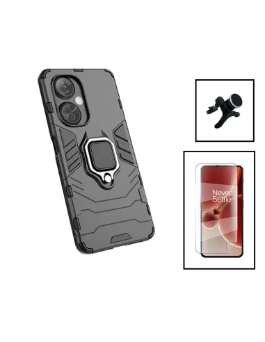 Kit Película Hydrogel Frente + Capa Military + Suporte Magnético Reforçado para OnePlus Nord CE 3 Lite - Preto