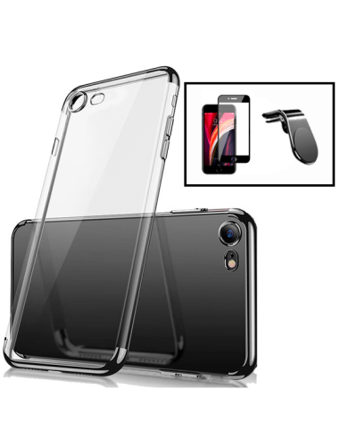 Kit Película de Vidro Temperado 5D Full Cover + Capa SlimArmor + Suporte Magnético L Safe Driving Carro para Apple iPhone SE 202