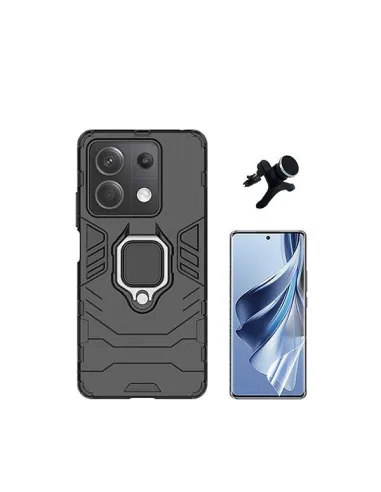 Kit Película Hydrogel Frente + Capa Military + Suporte Magnético Reforçado  para Xiaomi Poco X6 5G - Preto