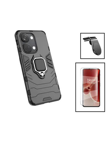 Kit Película Hydrogel Frente + Capa Military + Suporte Magnético L para OnePlus Ace 2V - Preto