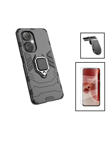 Kit Película Hydrogel Frente + Capa Military + Suporte Magnético L para OnePlus Nord N30 - Preto