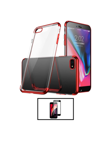 Kit Película de Vidro Temperado 5D Full Cover + Capa SlimArmor para Apple iPhone SE 2022 - Vermelho