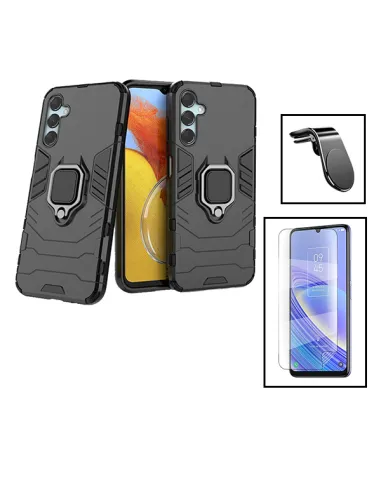 Kit Película Hydrogel Frente + Capa Military + Suporte Magnético L para Samsung Galaxy F34 5G - Preto