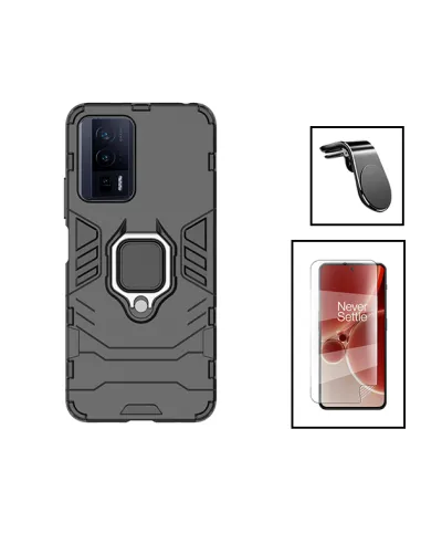 Kit Película Hydrogel Frente + Capa Military + Suporte Magnético L para Xiaomi Poco F5 Pro - Preto