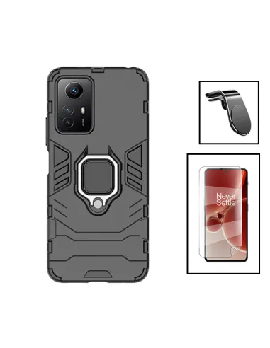 Kit Película Hydrogel Frente + Capa Military + Suporte Magnético L para Xiaomi Redmi Note 12S - Preto