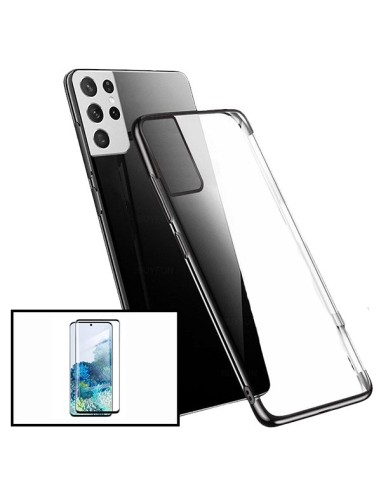 Kit Película de Vidro Temperado 5D Full Cover + Capa SlimArmor para Samsung Galaxy S21 Ultra 5G - Preto