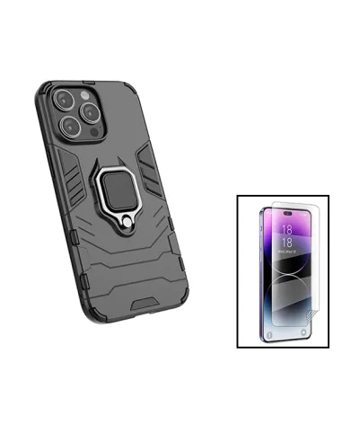 Kit Película Hydrogel Frente + Capa Military para Apple iPhone 15 - Preto