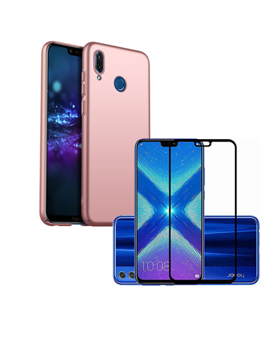 Kit Película de Vidro Temperado 5D Full Cover + Capa SlimShield para Huawei Honor 8x - Rosa