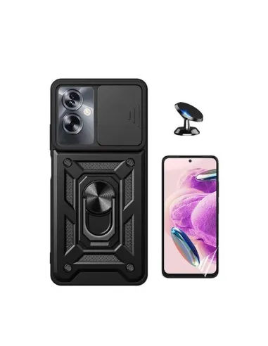 Kit Película Hydrogel Frente + Capa Magnetic Slide Window + Suporte Magnético para Oppo A79 5G - Preto