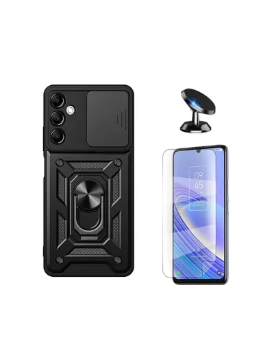 Kit Película Hydrogel Frente + Capa Magnetic Slide Window + Suporte Magnético para Samsung Galaxy A15 - Preto