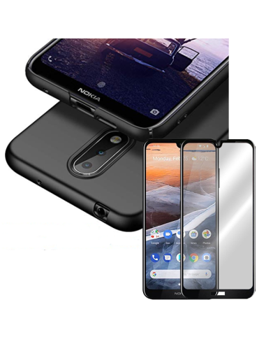 Kit Película de Vidro Temperado 5D Full Cover + Capa SlimShield para Nokia 3.2 - Preto