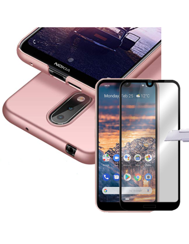 Kit Película de Vidro Temperado 5D Full Cover + Capa SlimShield para Nokia 4.2 - Rosa