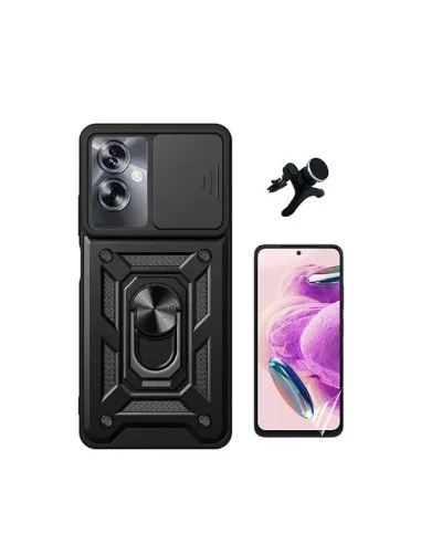 Kit Película Hydrogel Frente + Capa Magnetic Slide Window + Suporte Magnético Reforçado  para Oppo A79 5G - Preto