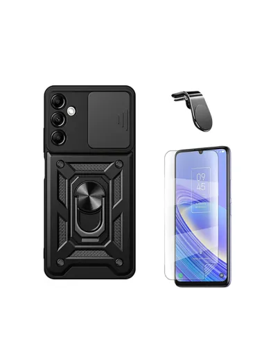 Kit Película Hydrogel Frente + Capa Magnetic Slide Window + Suporte Magnético L  para Samsung Galaxy A15 - Preto