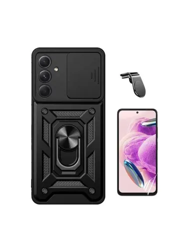 Kit Película Hydrogel Frente + Capa Magnetic Slide Window + Suporte Magnético L  para Samsung Galaxy A55 5G - Preto