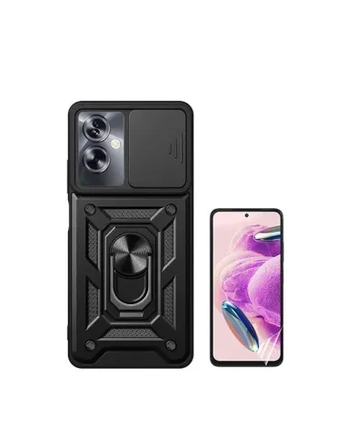 Kit Película Hydrogel Frente + Capa Magnetic Slide Window  para Oppo A79 5G - Preto