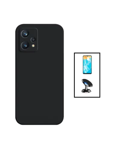 Kit Película Hydrogel Frente + Capa Silicone Líquido + Suporte Magnético para OnePlus Nord CE 2 Lite 5G - Preto