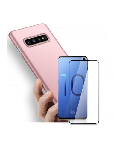 Kit Película de Vidro Temperado 5D Full Cover + Capa SlimShield para Samsung Galaxy S10 - Rosa