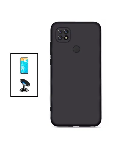 Kit Película Hydrogel Frente + Capa Silicone Líquido + Suporte Magnético para Xiaomi Redmi 10C - Preto