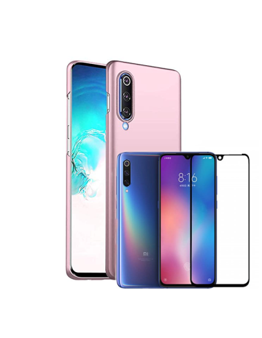 Kit Película de Vidro Temperado 5D Full Cover + Capa SlimShield para Xiaomi Mi 9 - Rosa