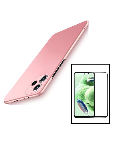 Kit Película de Vidro Temperado 5D Full Cover + Capa SlimShield para Xiaomi Redmi 12 - Rosa