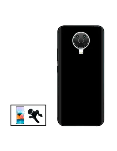 Kit Película Hydrogel Frente + Capa Silicone Líquido + Suporte Magnético Reforçado para Nokia G20 - Preto