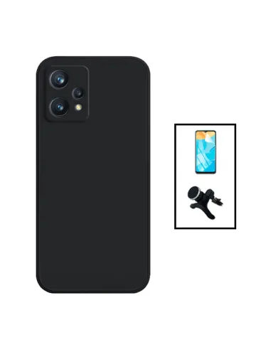 Kit Película Hydrogel Frente + Capa Silicone Líquido + Suporte Magnético Reforçado para OnePlus Nord CE 2 Lite 5G - Preto