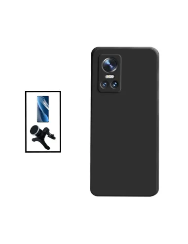 Kit Película Hydrogel Frente + Capa Silicone Líquido + Suporte Magnético Reforçado para Realme GT Neo 3 150W - Preto