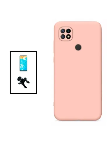 Kit Película Hydrogel Frente + Capa Silicone Líquido + Suporte Magnético Reforçado para Xiaomi Poco C40 - Rosa