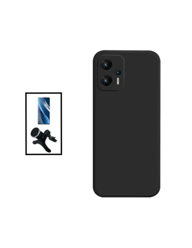 Kit Película Hydrogel Frente + Capa Silicone Líquido + Suporte Magnético Reforçado para Xiaomi Poco X4 GT - Preto