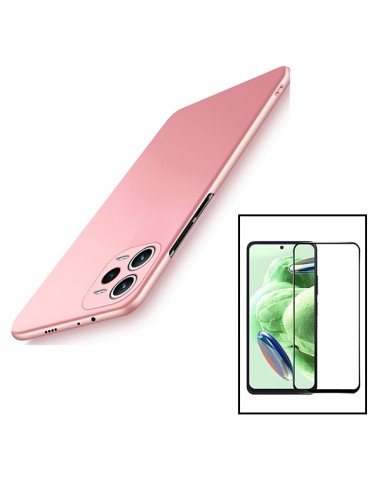 Kit Película de Vidro Temperado 5D Full Cover + Capa SlimShield para Xiaomi Redmi Note 12 Pro - Rosa