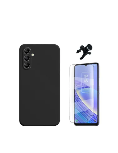 Kit Película Hydrogel Frente + Capa Silicone Líquido + Suporte Magnético Reforçado  para Samsung Galaxy A05s - Preto