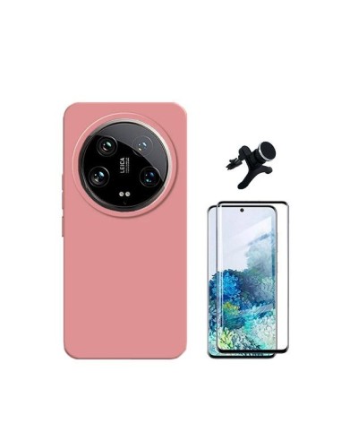 Kit Película de Vidro Temperado Curved + Capa Silicone Líquido + Suporte Magnético de Carro Reforçado Phonecare para Xiaomi 14 U