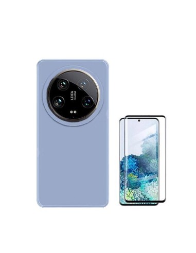 Kit Película de Vidro Temperado Curved + Capa Silicone Líquido Phonecare para Xiaomi 14 Ultra - Azul Claro