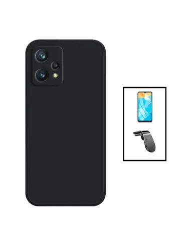 Kit Película Hydrogel Frente + Capa Silicone Líquido + Suporte Magnético L para OnePlus Nord CE 2 Lite 5G - Preto