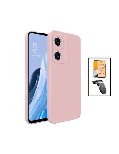 Kit Película Hydrogel Frente + Capa Silicone Líquido + Suporte Magnético L para Xiaomi Redmi 10 5G - Rosa