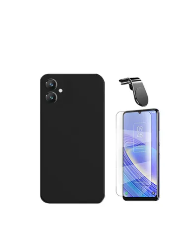 Kit Película Hydrogel Frente + Capa Silicone Líquido + Suporte Magnético L  para Samsung Galaxy A05 - Preto