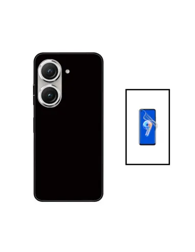 Kit Película Hydrogel Frente + Capa Silicone Líquido para Asus Zenfone 9 - Preto